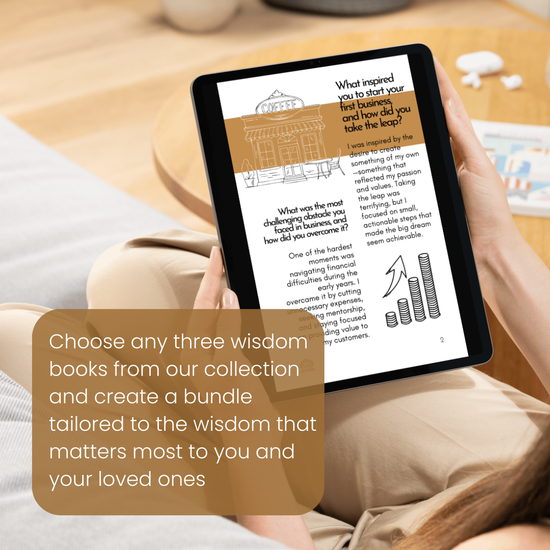 Mock-up of the Complete 3-Book Wisdom Set in digital and physical formats.