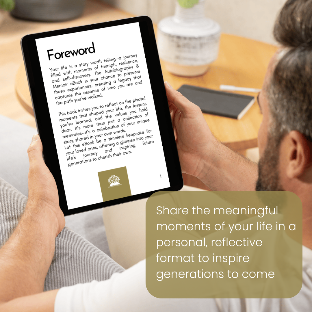 Sample page of an Autobiography & Memoir eBook featuring life stories and reflections.