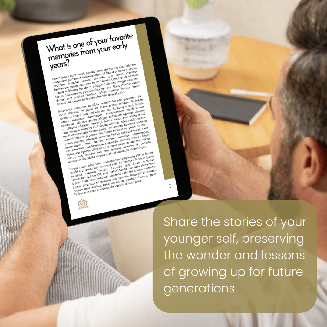 Sample page of a Childhood Story eBook featuring childhood memories and photos.